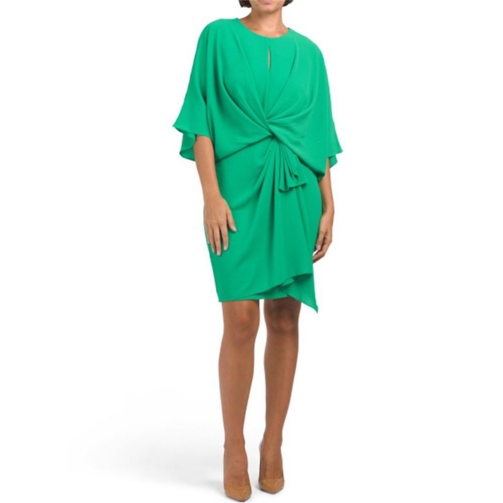 London Times- NWT Shawl Draped Dress Twist Detail Kelly Green Size 16W